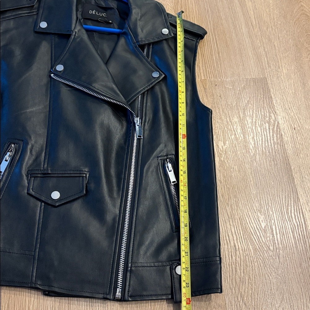 Deluc Black faux Leather Vest with Silver Accents - Picture 3 of 4